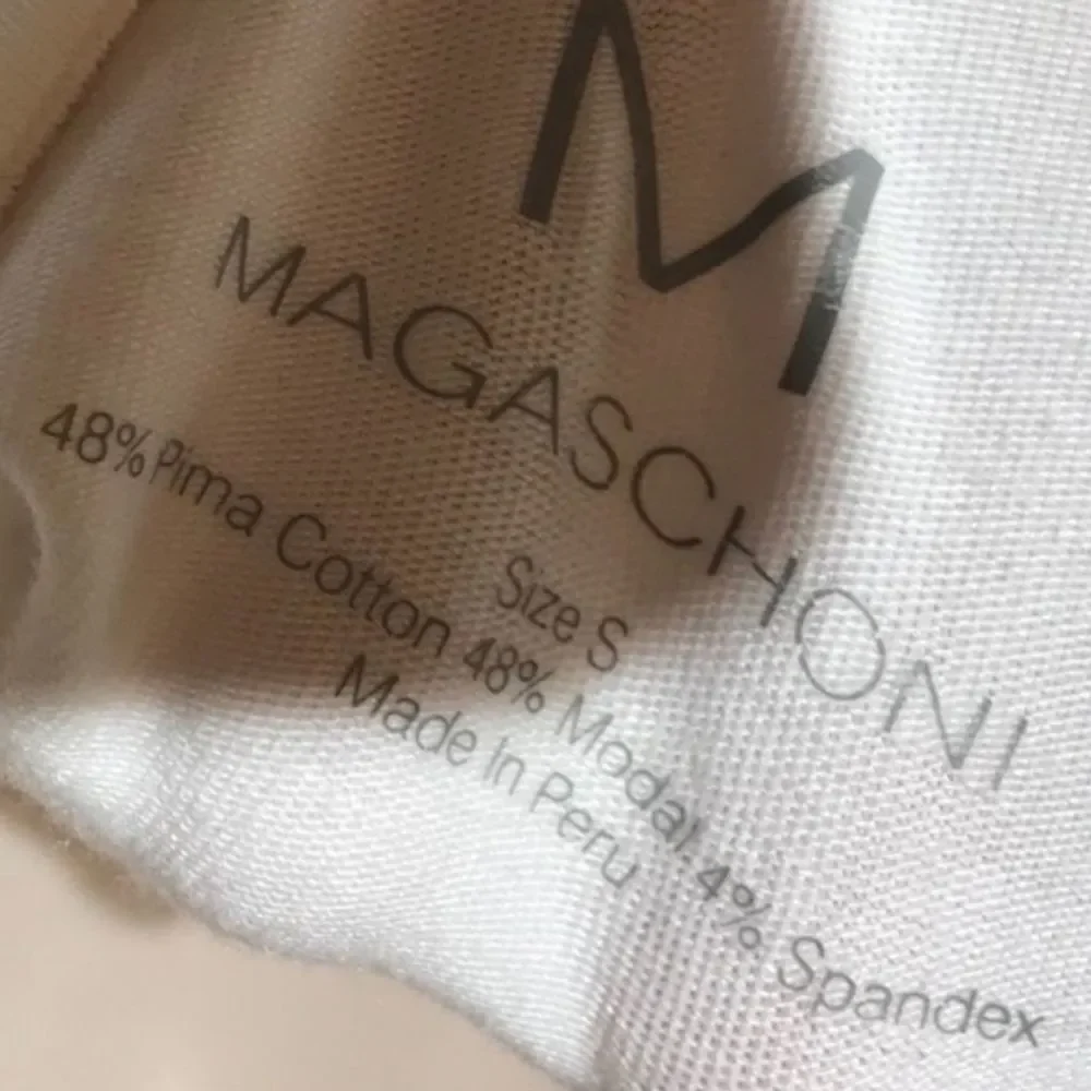 Magaschoni White Short Sleeve Round Neck T-Shirt Size S Casual